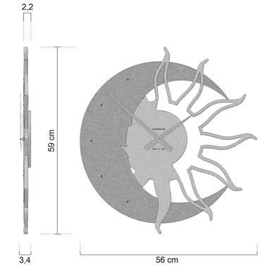 Zidni sat Sun and Moon 2 boje, Crna