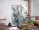Paravan - Turquoise Flowers in Retro Vibe; Floral Ornaments, Modra, Enostranski