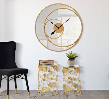 Zidno ogledalo With Clock, Zlatna, Okrugli