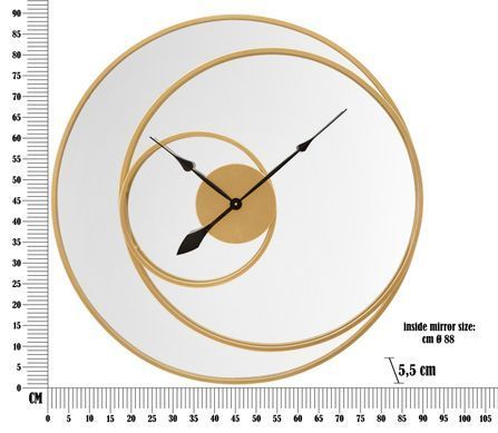 Zidno ogledalo With Clock, Zlatna, Okrugli