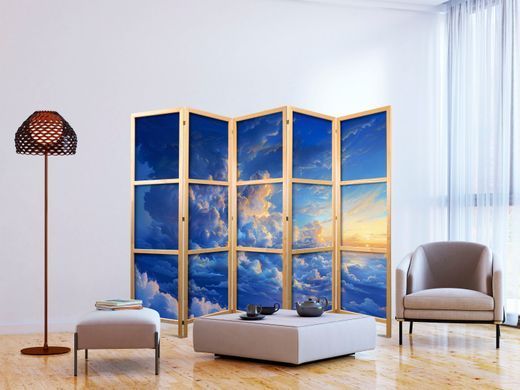 Japanski paravan - When the Sky Becomes a Canvas: Artistic Creation of Nature in the Clouds, Modra