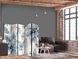 Paravan - Turquoise Flowers in Retro Vibe; Floral Ornaments, Modra, Enostranski