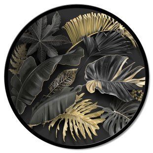 Zidni ukras Foglie in nero, Crna, promjer - 60 cm