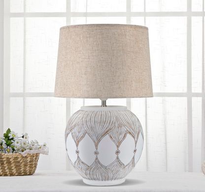 Stolna lampa Polyresin Round Atene, Krema