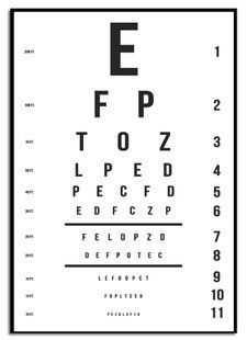 Zidni ukras Tavola optometrica, Bijela, 70 cm x 100 cm