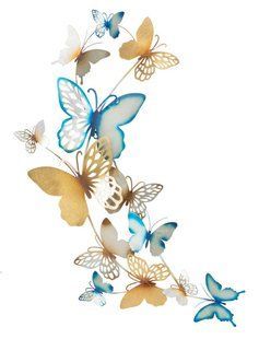 Zidni ukras Butterflies Oro/Celeste C, &Scaron;arena