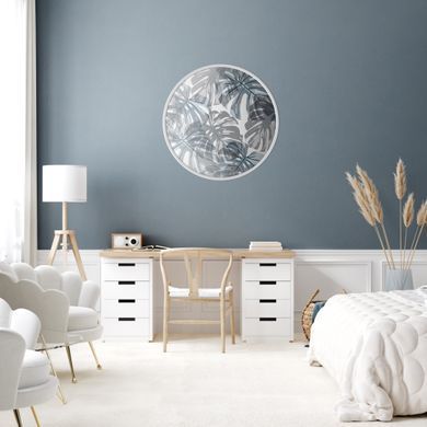 Zidni ukras Foglie trasparenti, Siva, promjer - 60 cm
