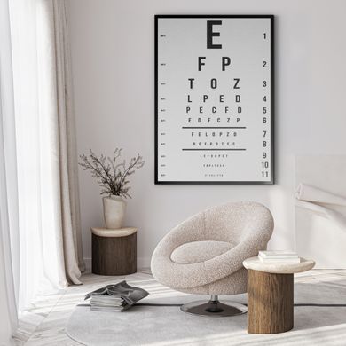 Zidni ukras Tavola optometrica, Bijela, 70 cm x 100 cm