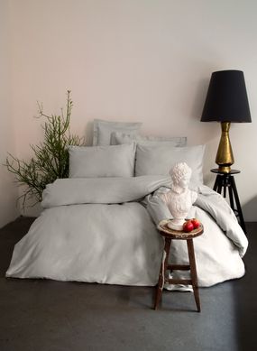 Set posteljine s plahtom Satin Simply Grey , Single (140x200 cm)