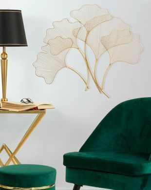 Stenska dekoracija Glam Leaf, Zlate