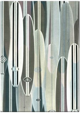 Teppich Surfboards Nazare Grey, Grau, 240x340 cm