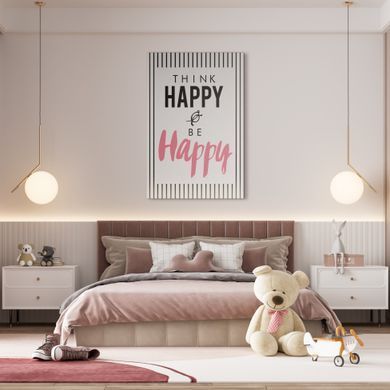 Zidni ukras Think happy, Bijela, 70 cm x 100 cm