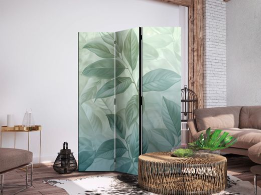 Paravan - Large Leaves in Green-Mint Shades - Botanical Motif, Zelena, Jednostrani