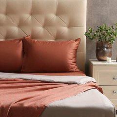 Komplet posteljnine z rjuho Satin Simply Copper , Single (140x200 cm)
