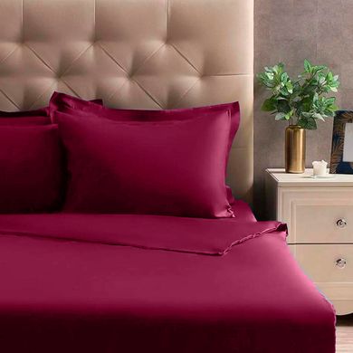 Set posteljine s plahtom Satin Simply Burgundy, Single (140x200 cm)