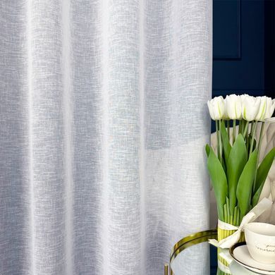 Tkanina za zavjese Batist Lino Soft bijela vis. 3,00 m, Bijela