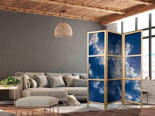 Japanski paravan - Starry Clouds and Delicate Light Over a Corner of the Sky, Tamno plava