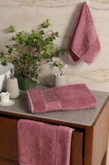 Komplet brisač za kopalnico Bamboo Jacquard Marsilya - umazano rozi, Umazano roza
