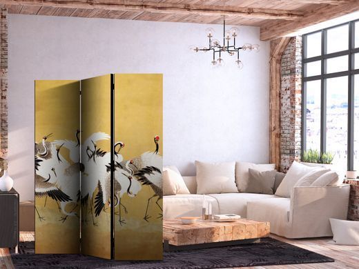 Japanski paravan - Japanese cranes, Zlate, Enostranski