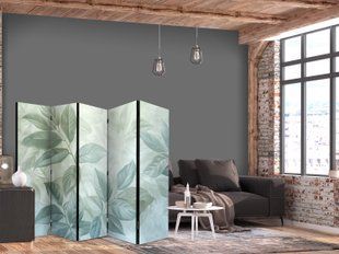 Paravan - Large Leaves in Green-Mint Shades - Botanical Motif, Zelena, Jednostrani