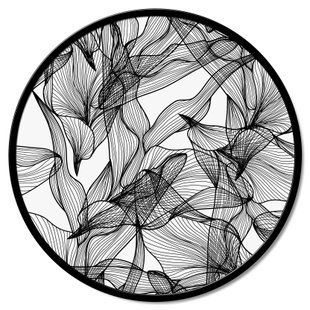 Zidni ukras Trasparenza di petali, Crno-bijela, promjer - 60 cm