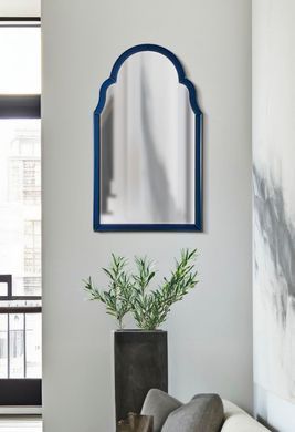 Stensko ogledalo Tangier Blue Small, Modra, Obokani