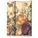Paravan - Tulips in Cream - Illustration of Flowers and Butterflies on a Light Background, Bež, Jednostrani