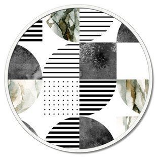 Zidni ukras Grafica incorniciata, Crno-bijela, promjer - 60 cm