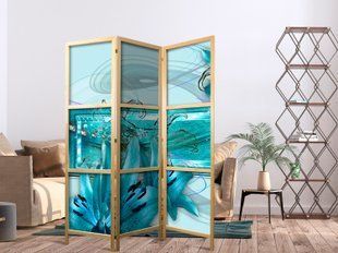 Japanski paravan - Lilies in Pale Blue I, Plava
