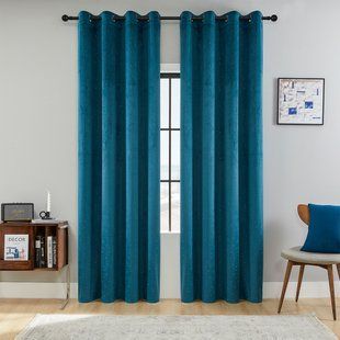 Zavjese u setu Holland Velvet Navy Crystal (2 kom) 140x260, Tirkizna