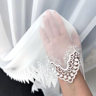 Tkanina za zavjese Lace Drop bijela vis. 2,80 m, Bijela