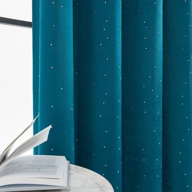 Zavjese u setu Holland Velvet Navy Crystal (2 kom) 140x260, Tirkizna