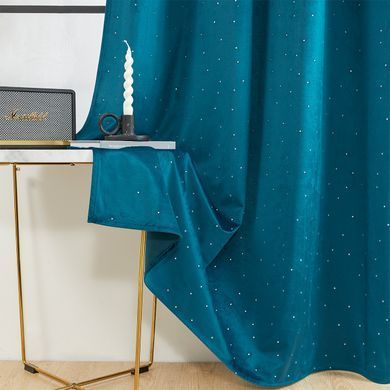 Zavjese u setu Holland Velvet Navy Crystal (2 kom) 140x260, Tirkizna