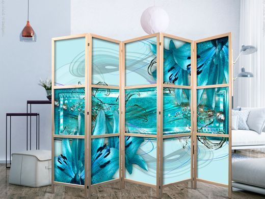 Japanski paravan - Lilies in Pale Blue II, Modra