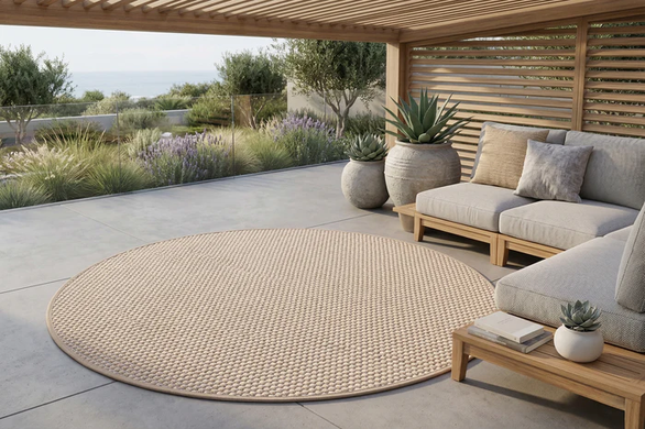 Tepih Grano Amber Round , Tamno bež, okrugli 160 cm, Outdoor | Indoor