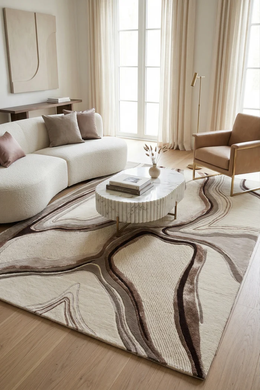 Vuneni Tepih Lava Beige, Bež, 160x230 cm, Handmade
