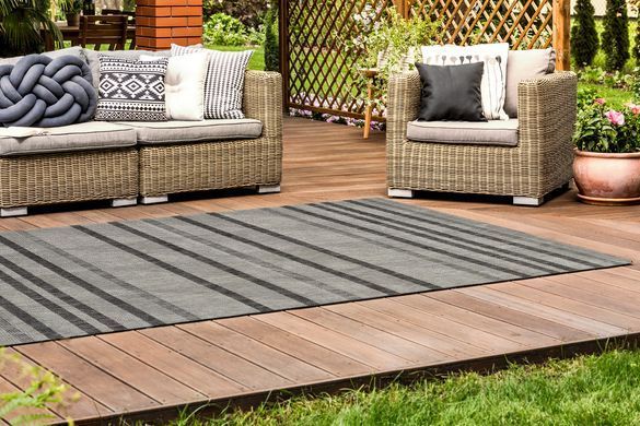 Preproga Terrace Light Grey Pubble Stripe, Svetlo siva, 200x290 cm, Outdoor | Indoor