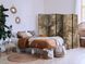 Paravan - Carved Floral Ornaments in Soft Sepia and Brown Tones, Smeđa, Jednostrani