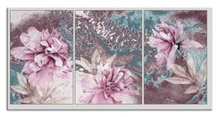 Zidni ukras Trittico Di Fiori, Ružičasta, 40 cm x 80 cm