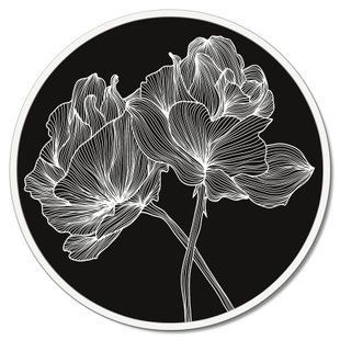 Zidni ukras Linee floreali, Crno-bijela, promjer - 60 cm