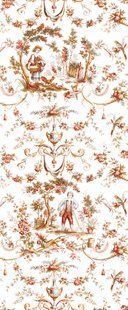Tapeta L'orangerie 2 boje, Tamno bež, Les belles toiles de Jouy