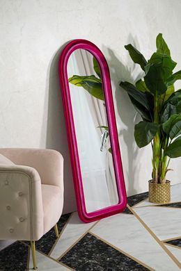 Zidno ogledaloo Cloe Fuxia Velvet, Fuksija, S lukom