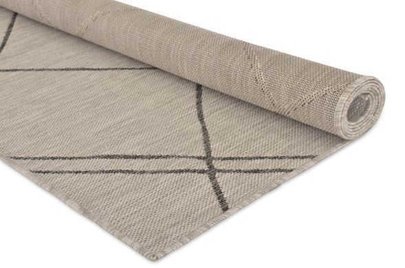 Preproga Terrace Light Grey Dark Lines, Taupe, 200x290 cm, Outdoor | Indoor
