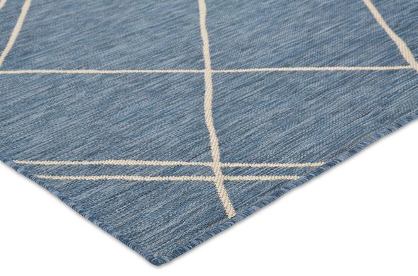 Preproga Terrace Azure White Lines, Modra, 200x290 cm, Outdoor | Indoor