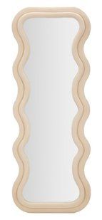 Stensko ogledalo Emily Cream Velvet, Krema, Pravokotni