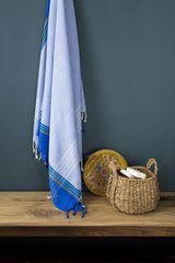 Brisača za na plažo Peshtemal Samos, 90x190 cm, Modra