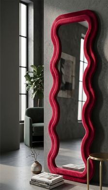 Zidno ogledalo Emily Velvet Fuchsia, Fuksija, Pravokutni
