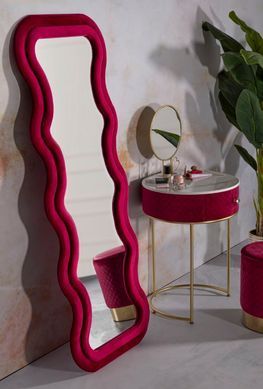 Zidno ogledalo Emily Velvet Fuchsia, Fuksija, Pravokutni