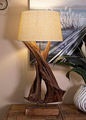 Lampada Teak Da Tavolo, Smeđa