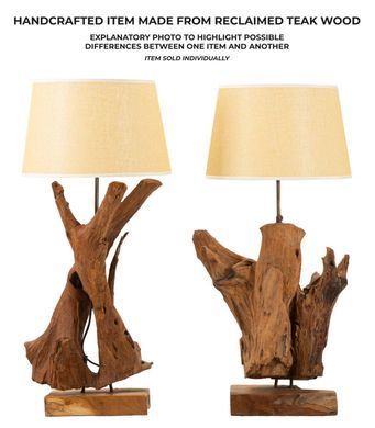 Lampada Teak Da Tavolo, Smeđa